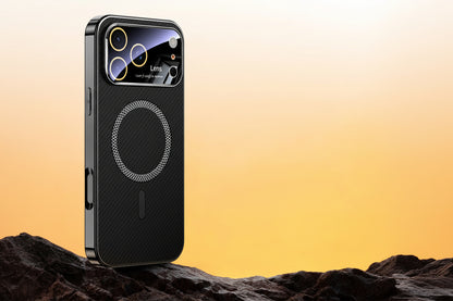 Apple Iphone Cover with Kevlar Pattern With Electroplated Soft Frame Magnetic Cover  (Exclusive)