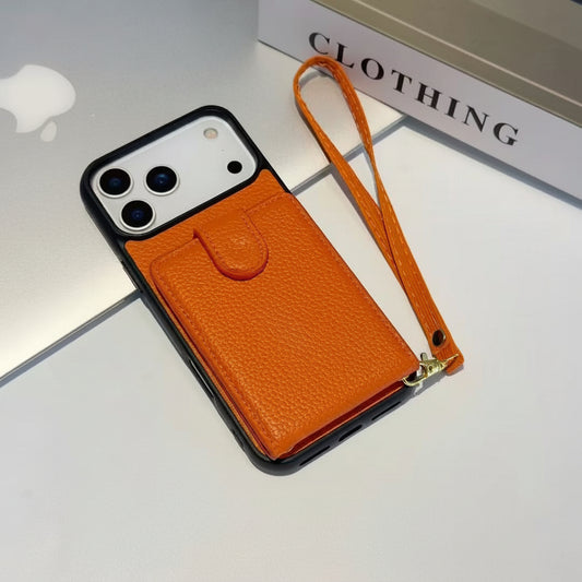 Apple Iphone series Casual card holder , Pebbled leather phone case ( Exclusive )