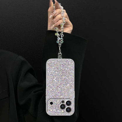 Apple iphone Metallic paint rhinestone crystal pendant chain Case (Exclusive)