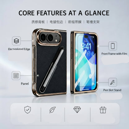 Apple iPhone Ultra Fold Electroplated Edge Vegan Leather Drop-Proof Business Case (Exclusive)
