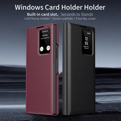 Samsung Fold Series Smart Window Card, Business Leather Case, Flip Cover, Anti-Fall Case (Exclusive)