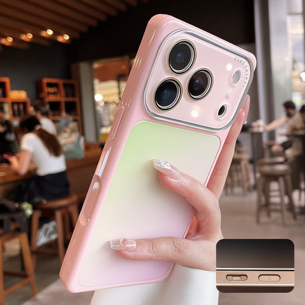 Apple Iphone Square Case Gradient Crystal Lens Film  Ai Button Protective Case (Exclusive)
