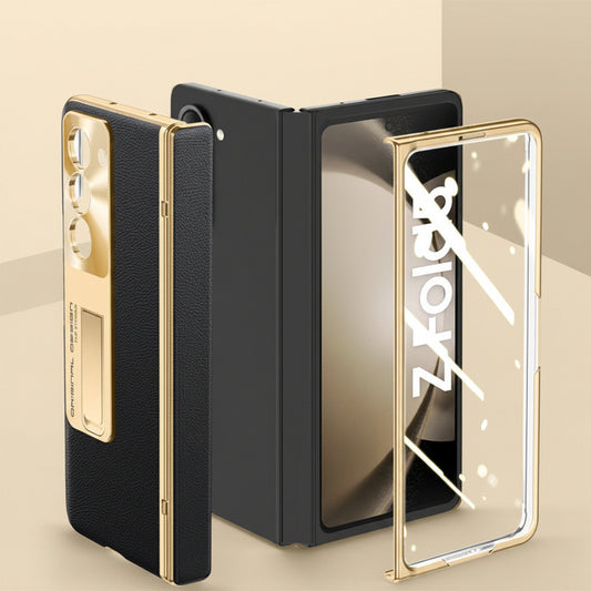 Samsung Fold 5 Electroplating Plain Leather Cover