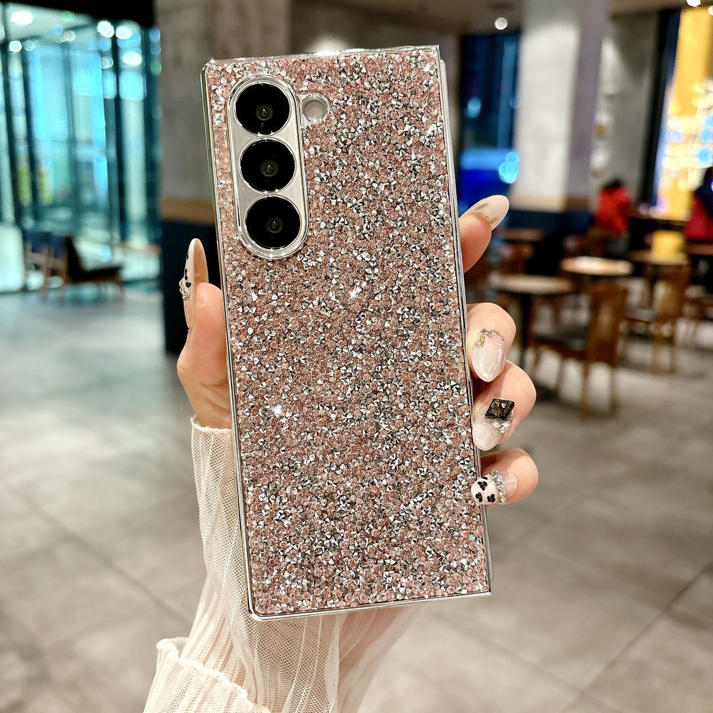 Samsung Fold series Electroplated Sparkling Glitter Large Diamond Folding Case (Exclusive)