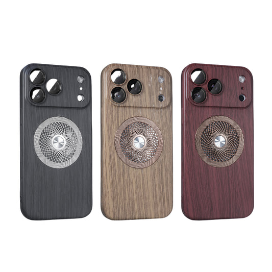 Apple Iphone Cover with Wood Grain Magnetic Suction Cut out hard shell  (Exclusive)