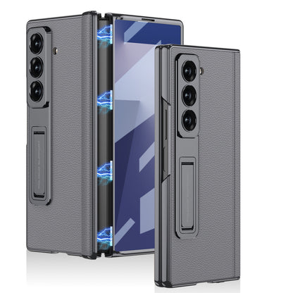 Samsung Fold Series Electroplated Bracket Plain Leather Magnetic Hinge Business Anti-Fall Protective (Exclusive)
