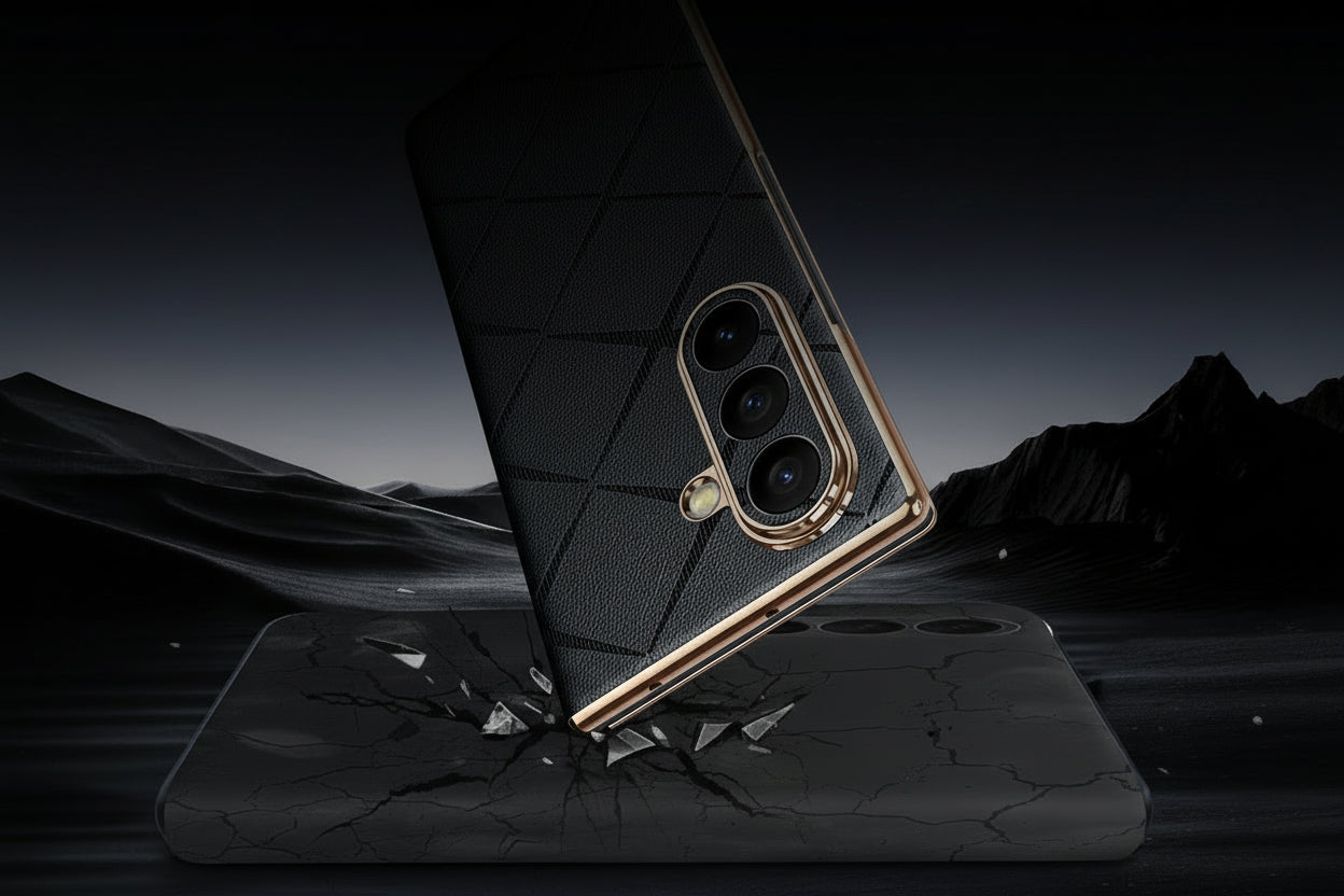 Samsung Fold Series Magnetic Flip Starburst Electroplated Gold Edge Fine Hole Protective Case (Exclusive)