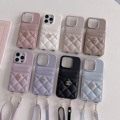 Apple Tweed Style Card Diagonal Leather Halter Case (Exclusive)