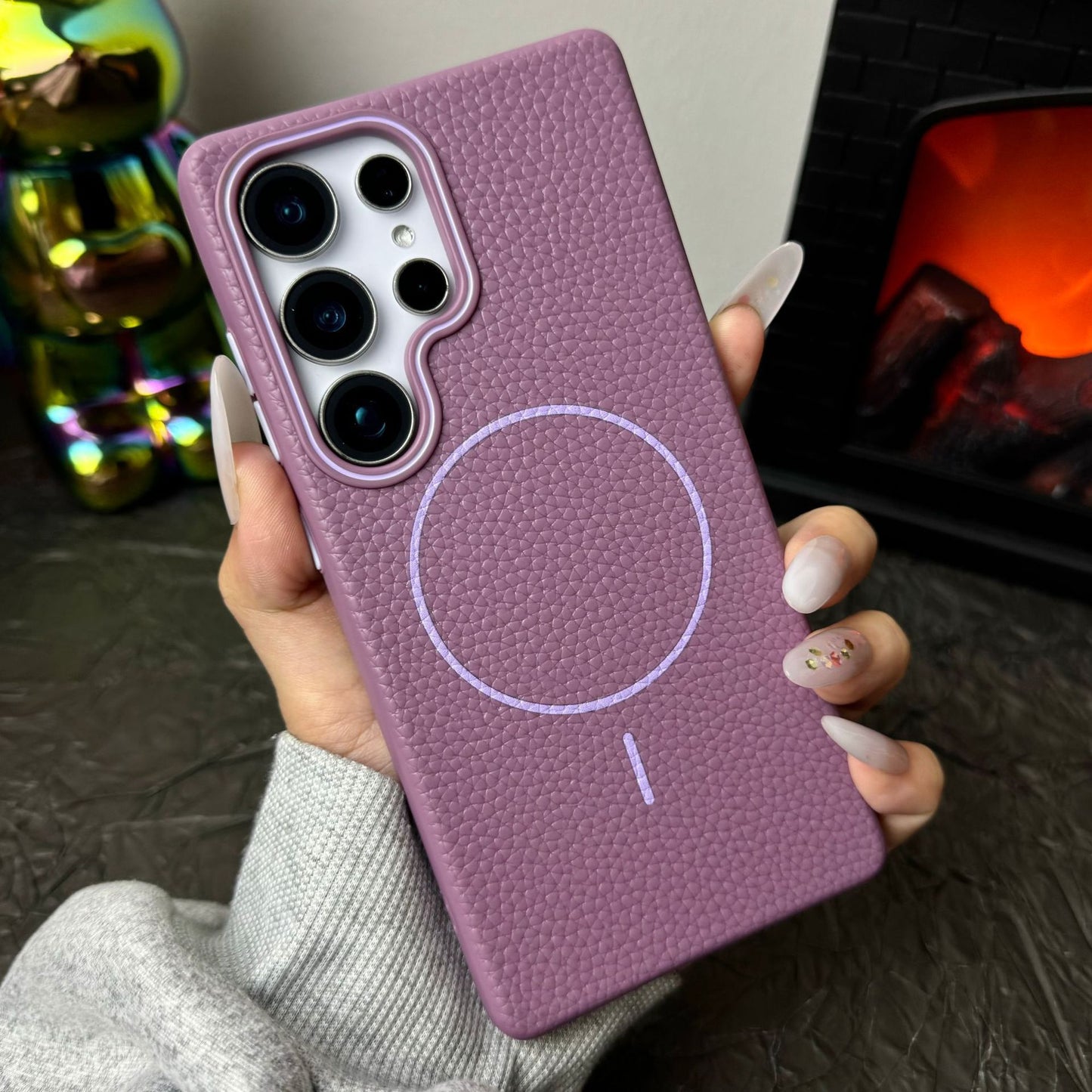 Samsung Ultra series Litchi Pattern Soft Shell Magnetic Case  (Exclusive)