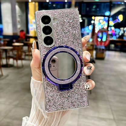 Samsung Fold Electroplated Flash Diamond Mirror Stand Folding Case (Exclusive)