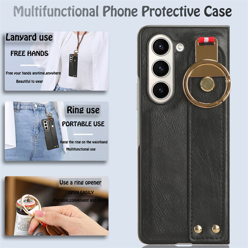Samsung Z Fold Wrist Strap Leather Case Lanyard Bottle opner case  (Exclusive)