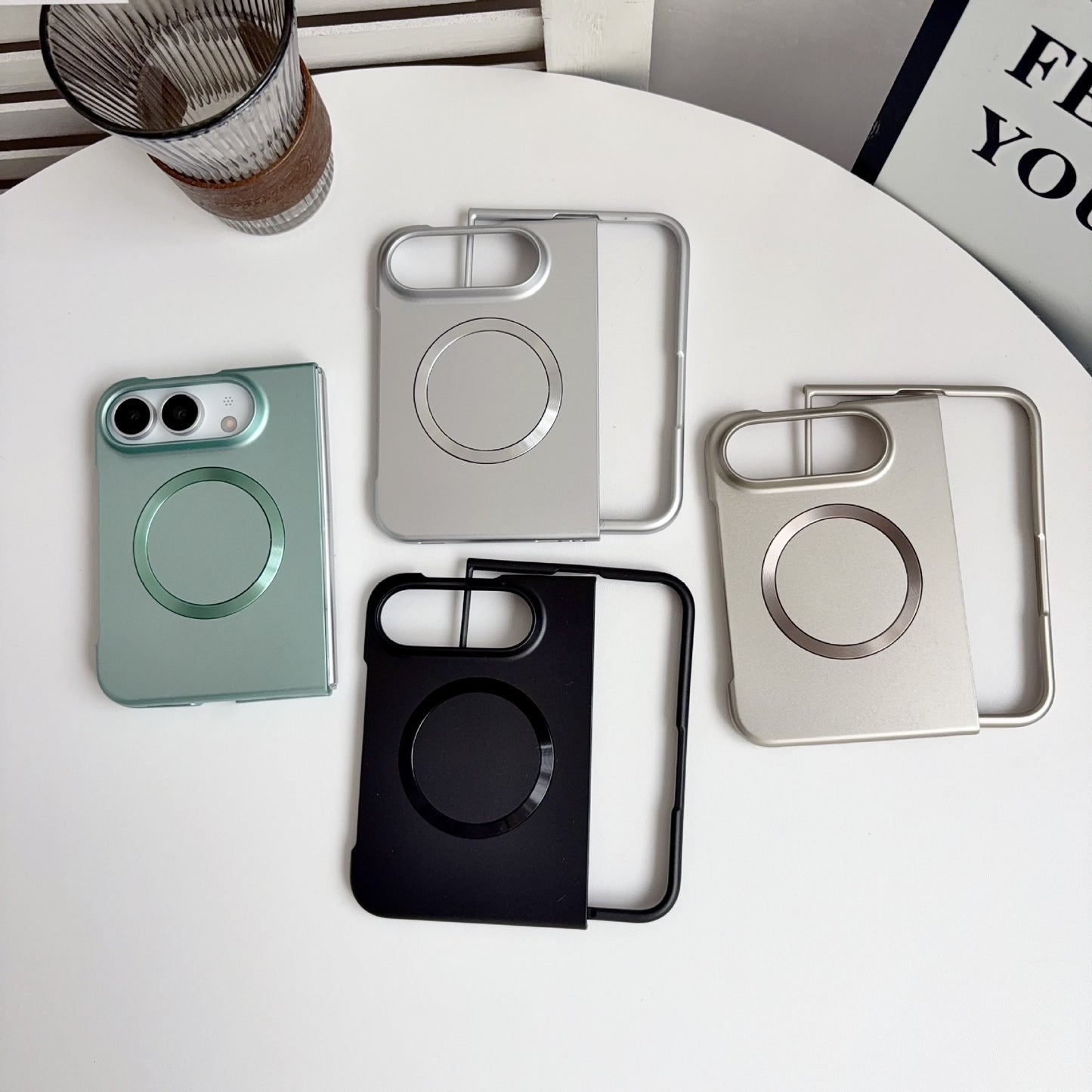 Apple iPhone Ultra Fold stacked metallic paint magnetic ultra-thin anti-drop PC protective Case (Exclusive)