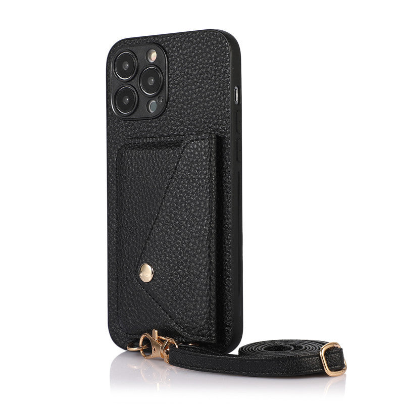 Apple iphone Creative Card-Insert Wallet Leather Case with Lanyard Case (Exclusive)