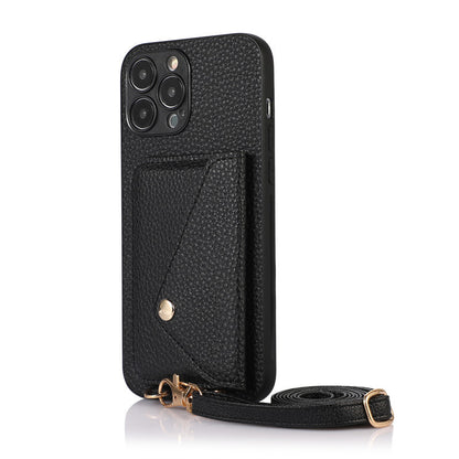 Apple iphone Creative Card-Insert Wallet Leather Case with Lanyard Case (Exclusive)