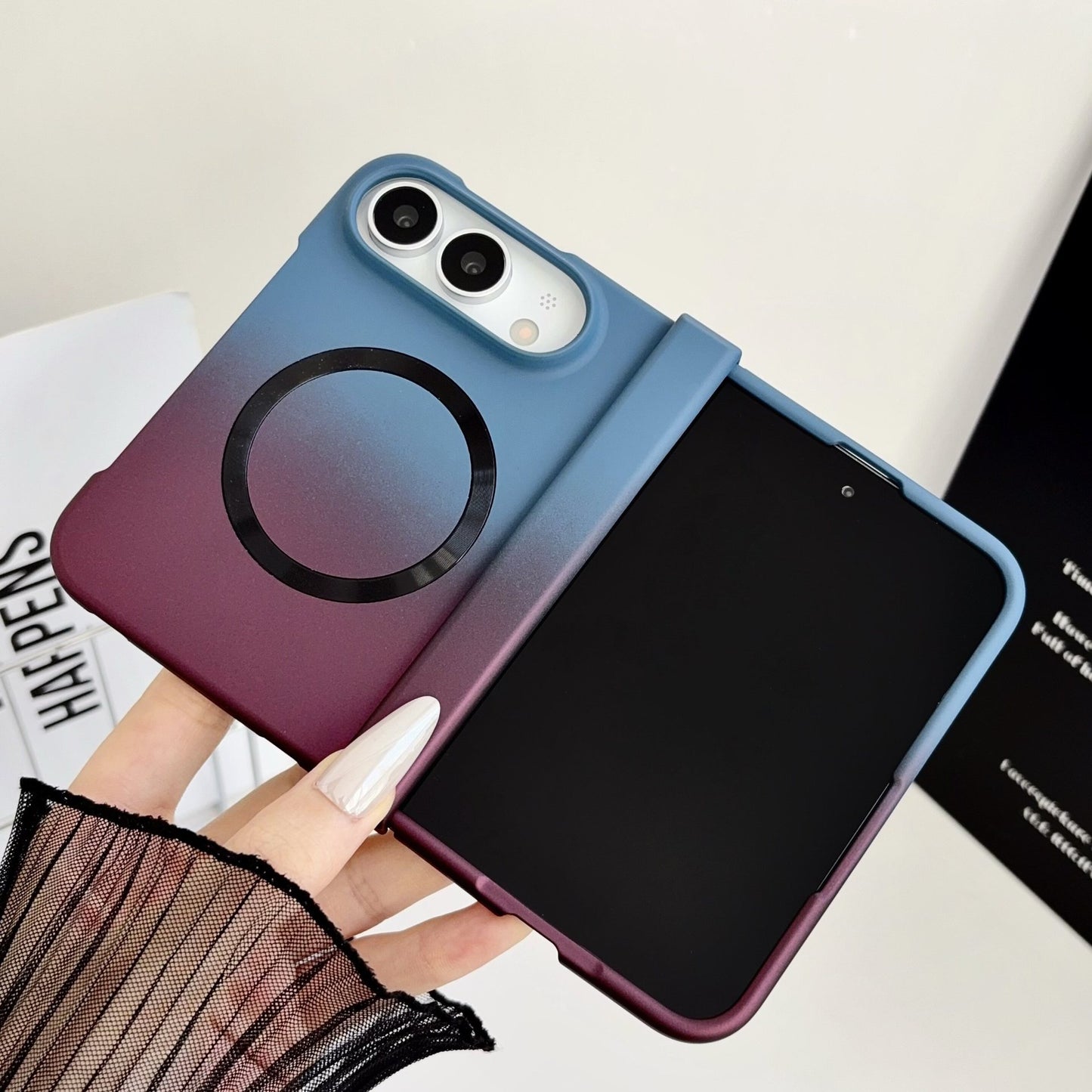 Apple Iphone Ultra Fold Liquid gradient magnetic folding three-piece case (Exclusive)
