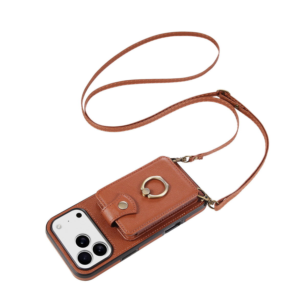 Apple iPhone Ring Buckle Accordion Crossbody Lanyard Card Holder Case (Exclusive)