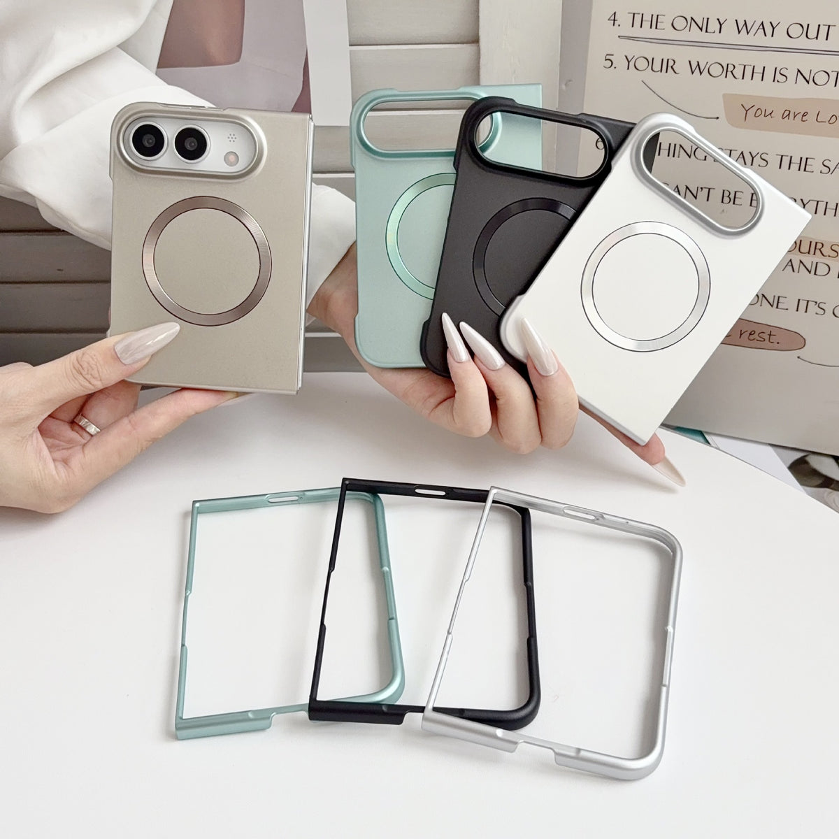 Apple iPhone Ultra Fold stacked metallic paint magnetic ultra-thin anti-drop PC protective Case (Exclusive)