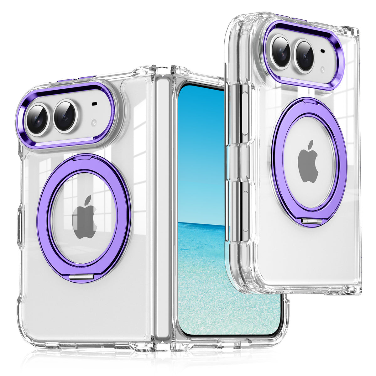 Apple iPhone Ultra Series Fold transparent folding magnetic rotating stand phone acrylic drop-proof protective case(Exclusive)