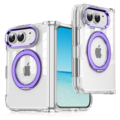 Apple iPhone Ultra Series Fold transparent folding magnetic rotating stand phone acrylic drop-proof protective case(Exclusive)