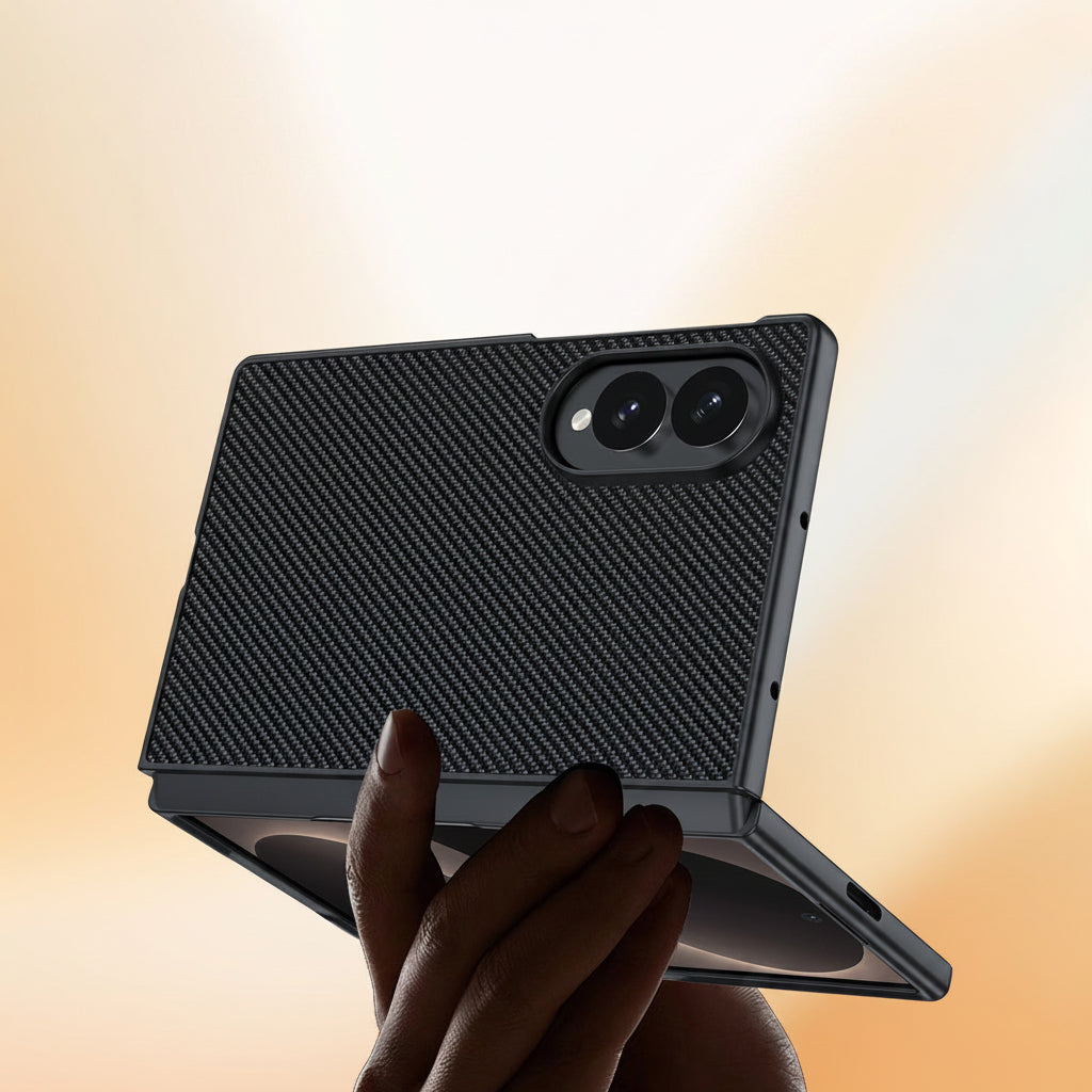 Samsung Fold Carbon Fiber Kevlar Lambskin Leather Foldable Protective Case (Exclusive)