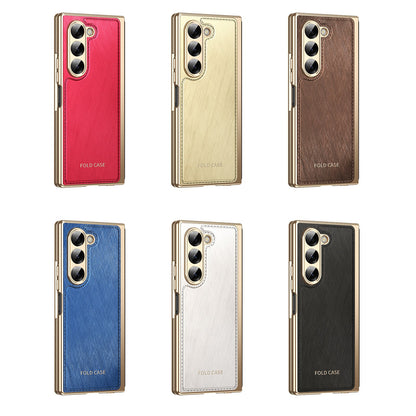 Samsung Fold series Leather Texture Gold-Plated Electroplated Folding Phone Case (Exclusive)