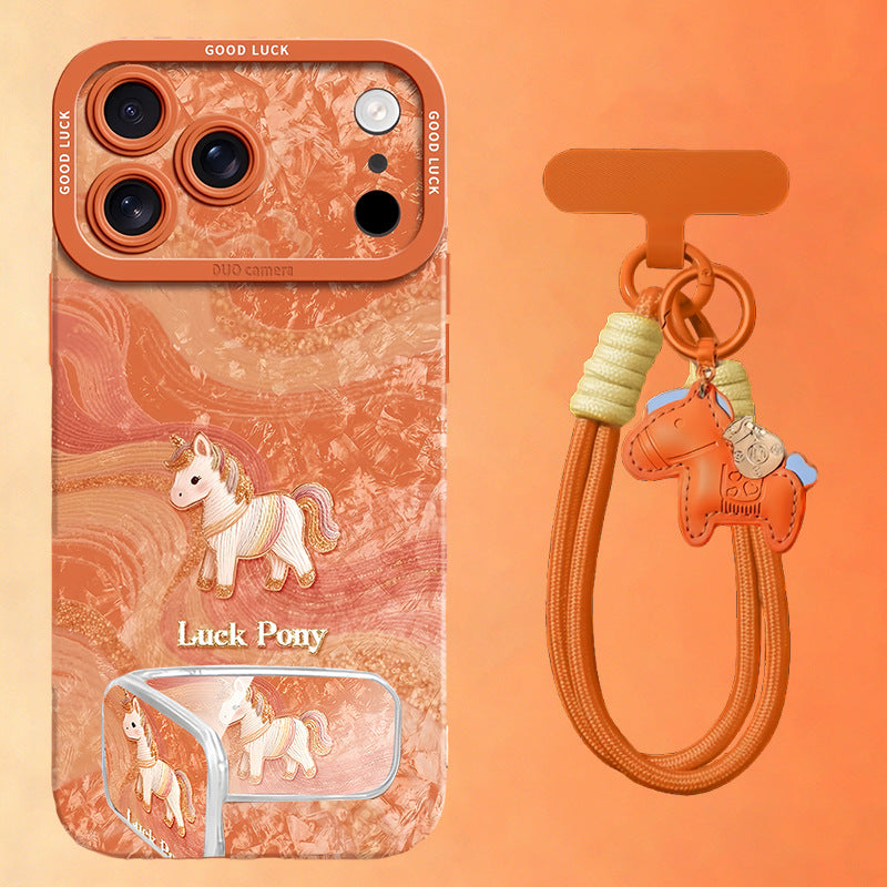 Apple Iphone Horse Silk Pony Case with Mirror Stand and Hand Strap (Exclusive)