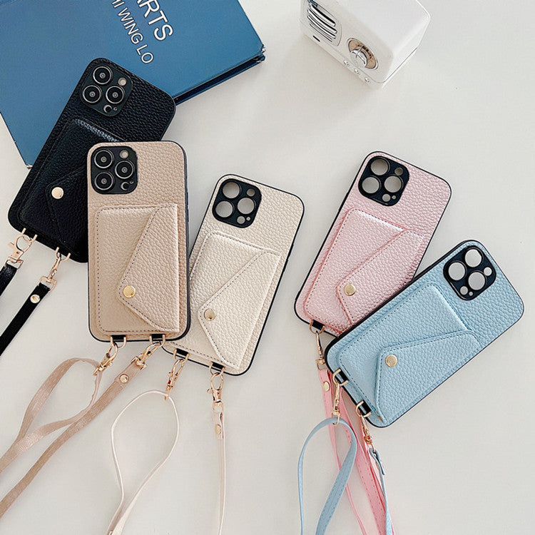 Apple iphone Creative Card-Insert Wallet Leather Case with Lanyard Case (Exclusive)