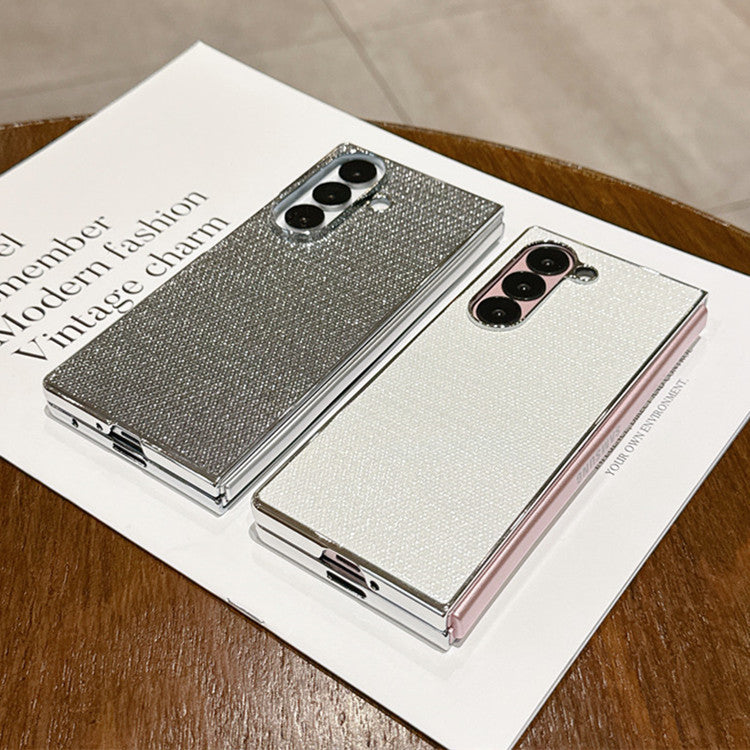 Samsung Fold Series Light Luxury Style Pearlescent Glitter Powder Mobile Phone Case Electroplated Folding Screen ( Exclusive)