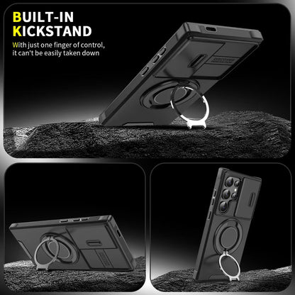 Samsung Ultra Series Applicable Magnetic Rotating Holder Phone Case With Sliding window  (Exclusive)