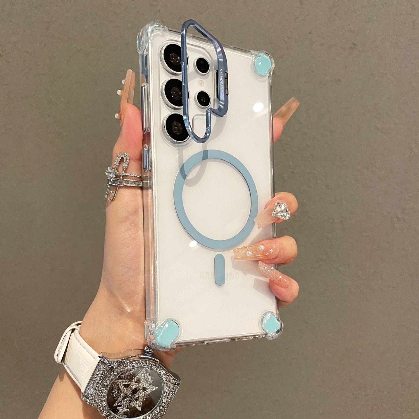Samsung Ultra Transparent Airbag Magnetic Mobile Phone Holder Anti-Fall Protective Cover (Exclusive)