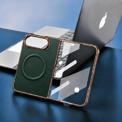 Apple Iphone Ultra electroplated magnetic folding screen lychee leather texture protective case (Exclusive)