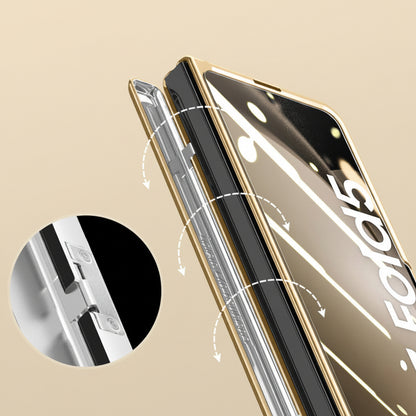 Samsung Fold 5 Electroplating Plain Leather Cover  (Exclusive)
