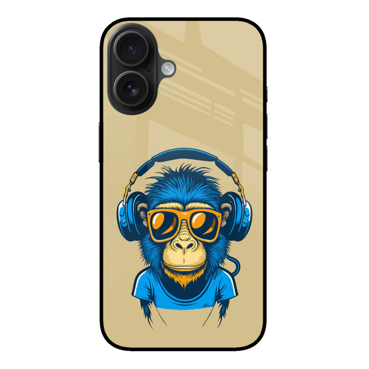 Monkey Headphone iPhone Glass Case