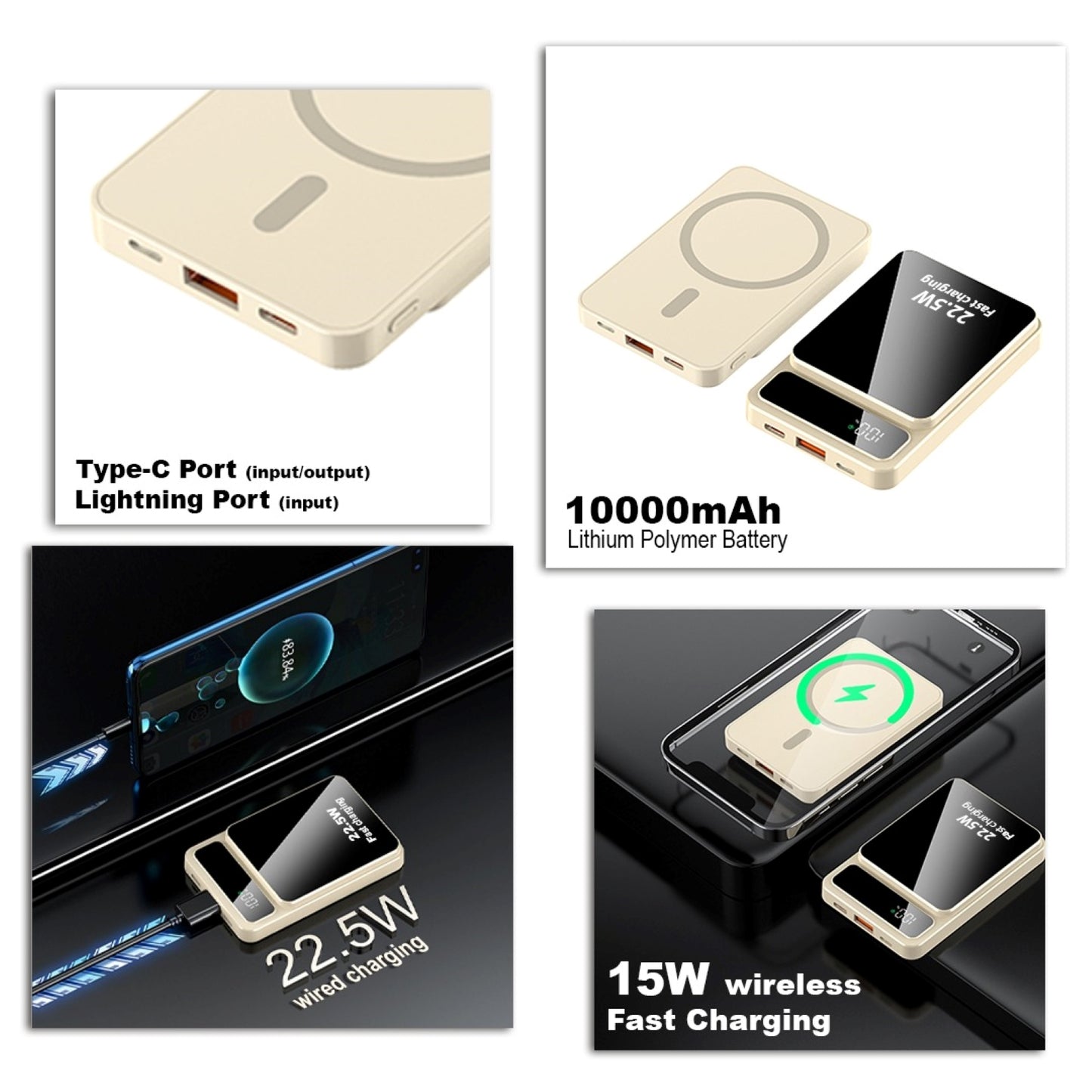 Amytel Mag safe Fast charging 22.5 watt Power bank with Glossy texture ( 6 Month warranty)
