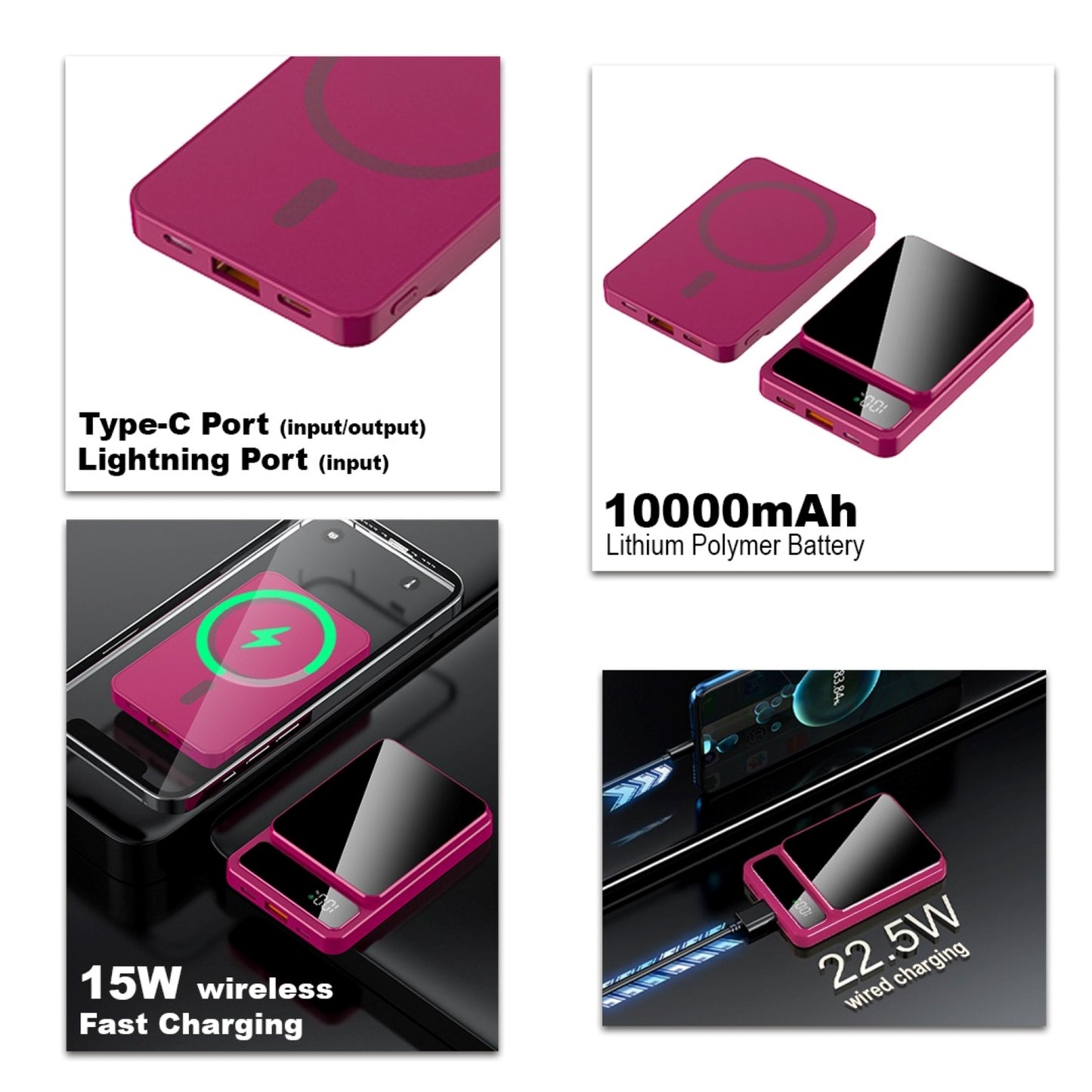 Amytel Mag safe Fast charging 22.5 watt Power bank with Glossy texture ( 6 Month warranty)
