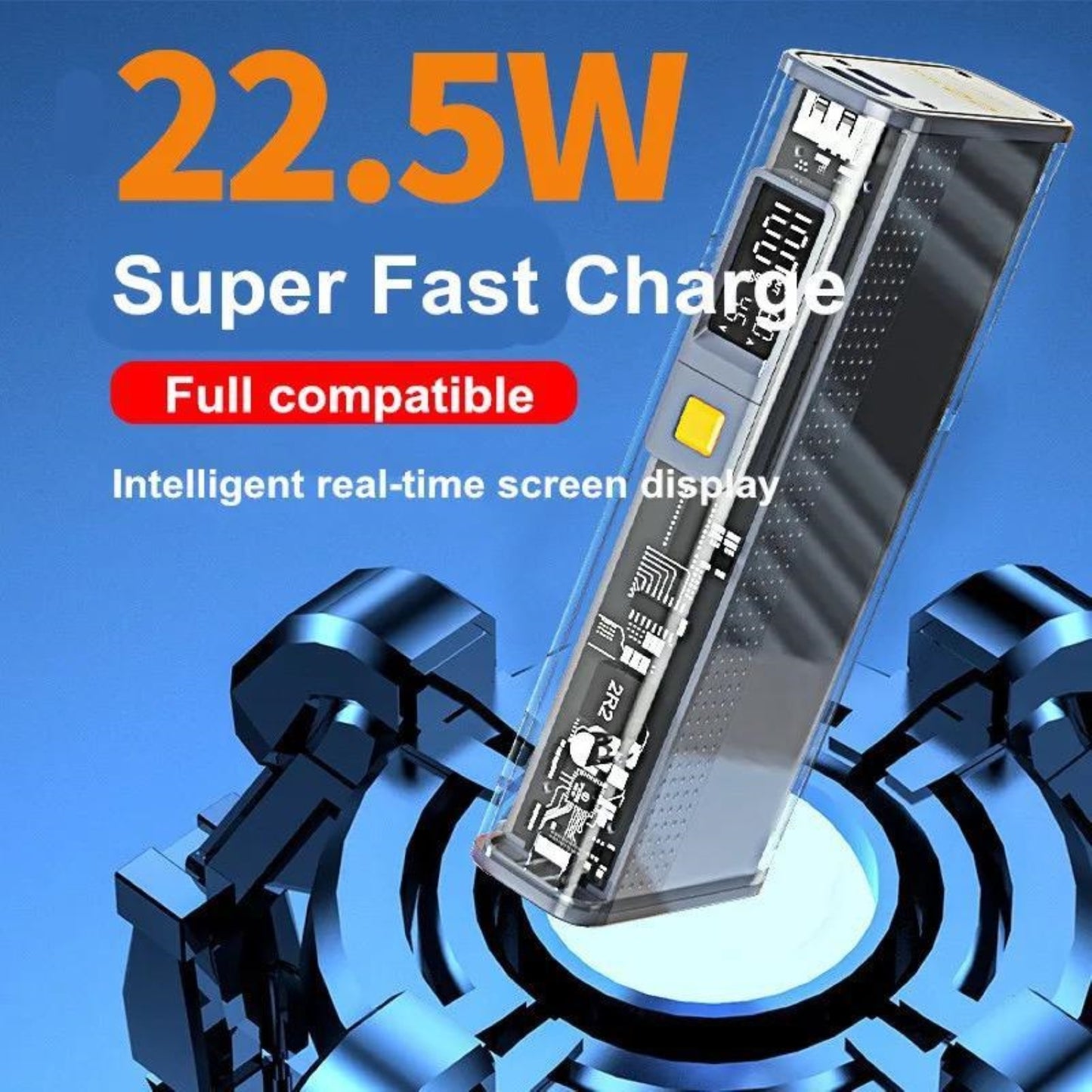 Amytel Fast Charging 22.5 watt Power Bank with 20,000 Mah Capacity with Transparent Finish(6 month Warranty)