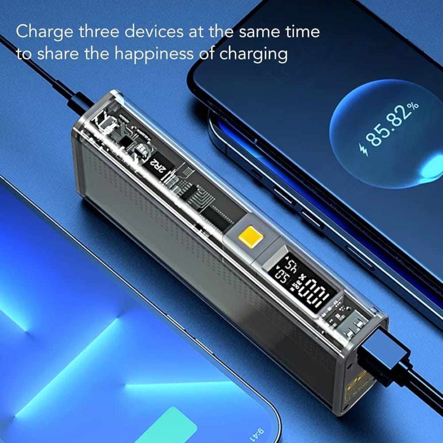 Amytel Fast Charging 22.5 watt Power Bank with 20,000 Mah Capacity with Transparent Finish(6 month Warranty)