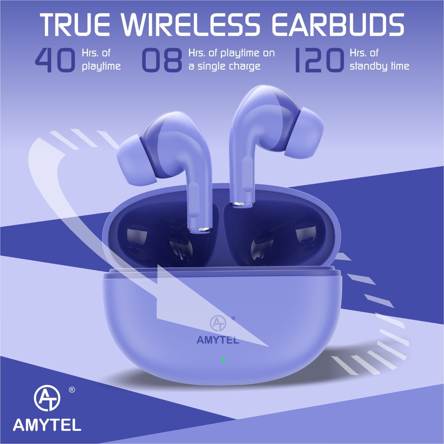 Amytel TWS Blutooth Earbuds with Ipx 4 Water resistance with long Battery Life