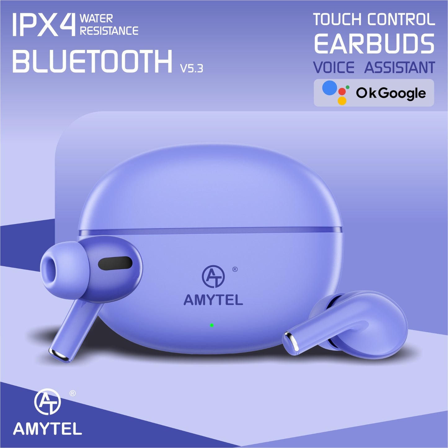 Amytel TWS Blutooth Earbuds with Ipx 4 Water resistance with long Battery Life