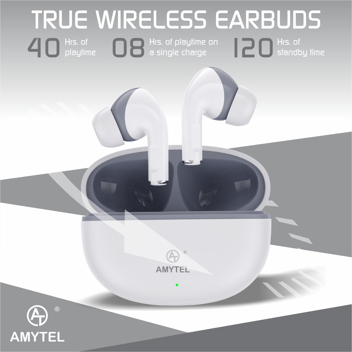 Amytel TWS Blutooth Earbuds with Ipx 4 Water resistance with long Battery Life