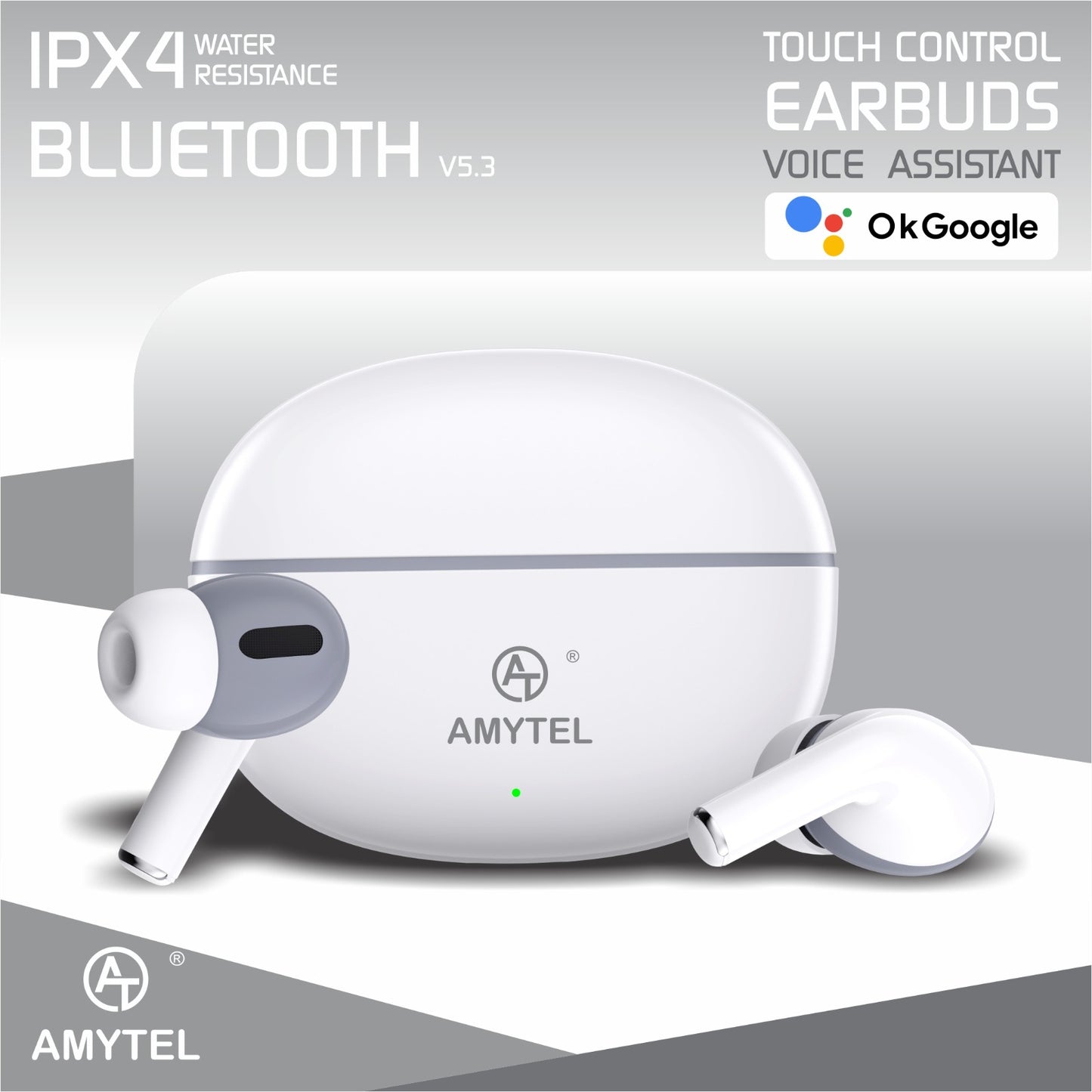 Amytel TWS Blutooth Earbuds with Ipx 4 Water resistance with long Battery Life