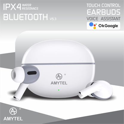 Amytel TWS Blutooth Earbuds with Ipx 4 Water resistance with long Battery Life