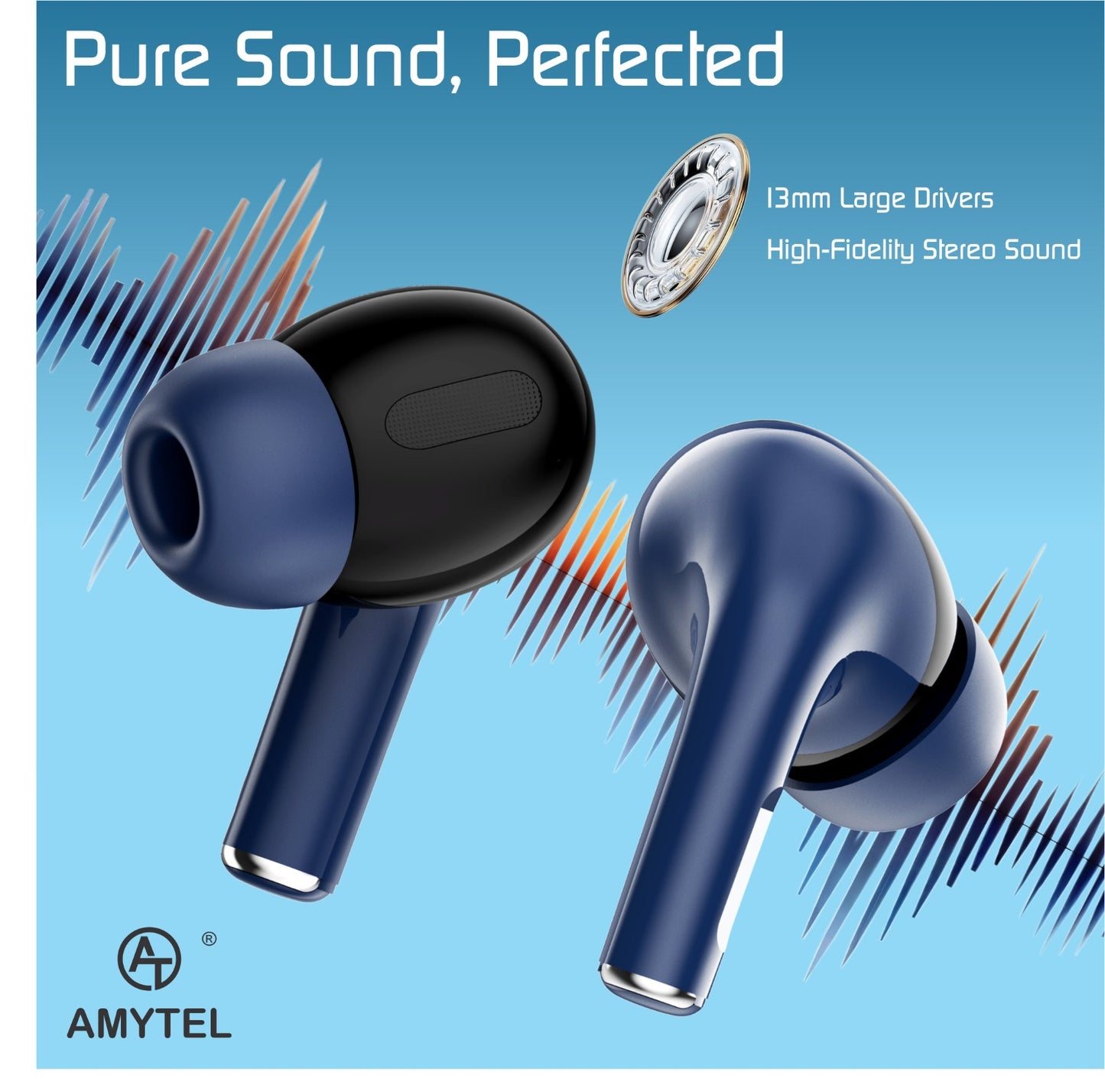 Amytel TWS Blutooth Earbuds with Ipx 4 Water resistance with long Battery Life