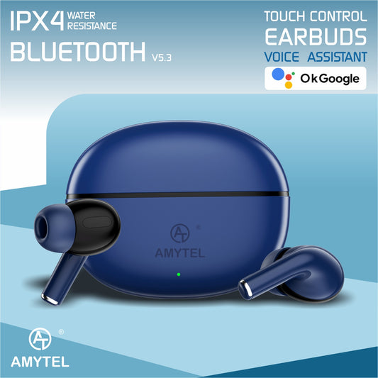 Amytel TWS Blutooth Earbuds with Ipx 4 Water resistance with long Battery Life