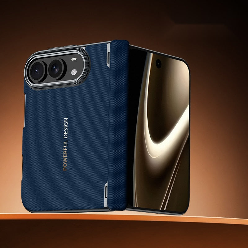 Apple iPhone Ultra folding magnetic spring-loaded double central axis and electroplated leather case (Exclusive)