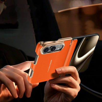 Apple iPhone Ultra folding magnetic spring-loaded double central axis and electroplated leather case (Exclusive)
