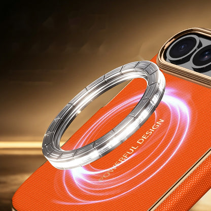 Apple iPhone Ultra folding magnetic spring-loaded double central axis and electroplated leather case (Exclusive)