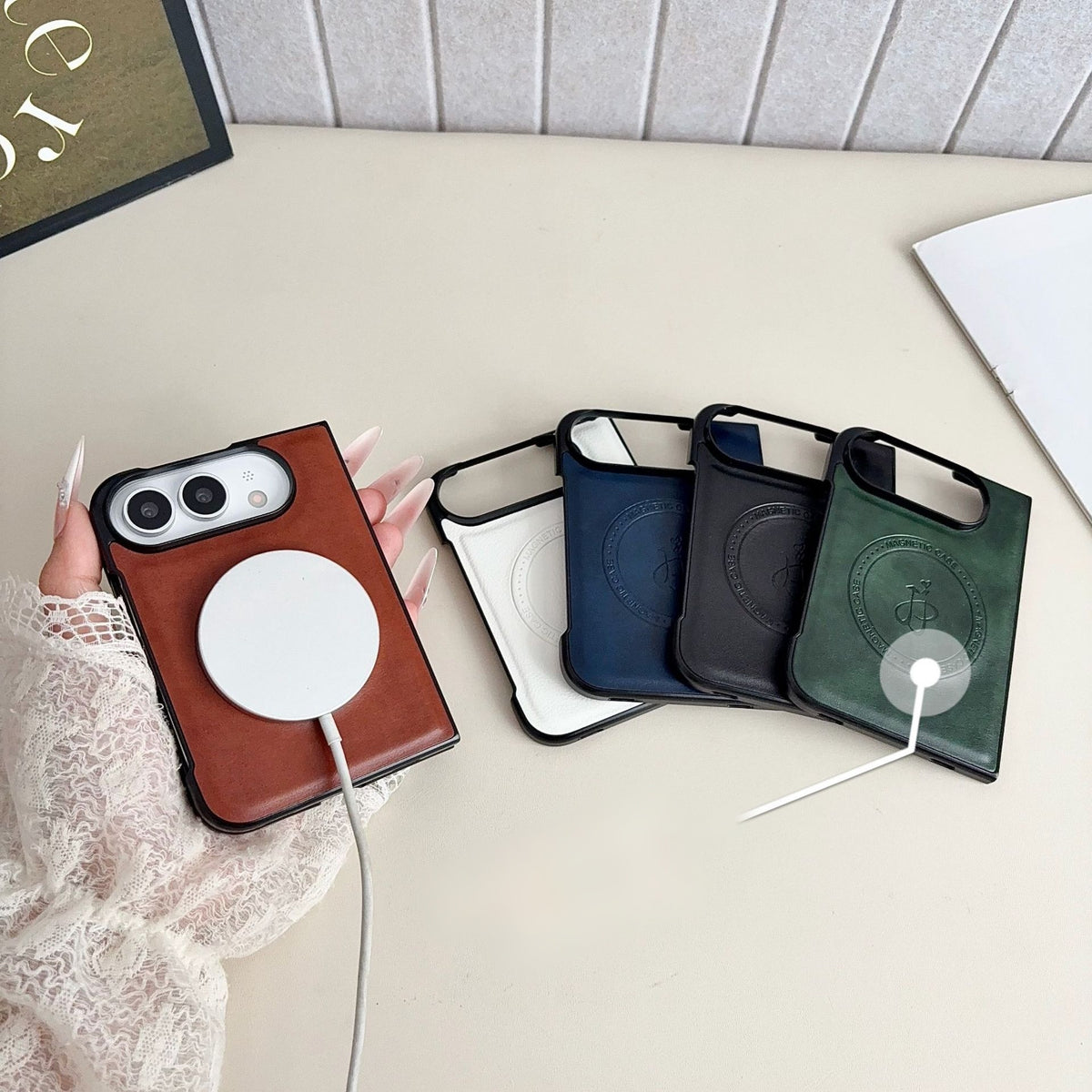 Apple iPhone Ultra foldable leather texture screen phone case (Exclusive)