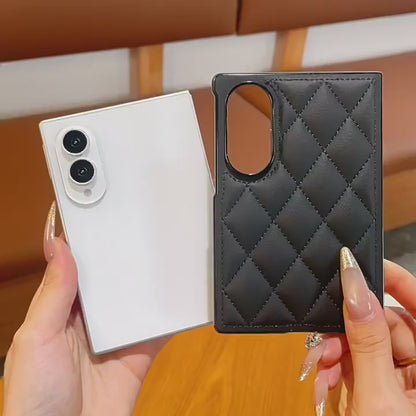 Samsung Fold premium leather stylish Chanel-style women's case (Exclusive)