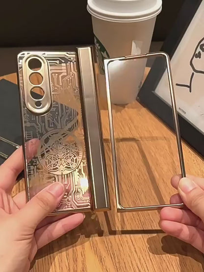 Samsung Z Fold Stacked Screen Electroplated Mechanical Gear Shell Film Cover  (Exclusive)